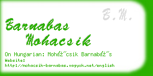 barnabas mohacsik business card